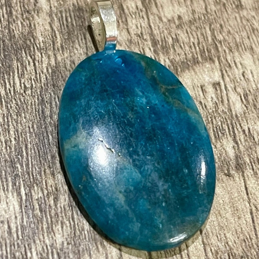 Beautiful XXL Apatite Pendant Necklace - 925 Plated/Stamped